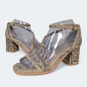 Seychelles Snakeskin Block Heel Strappy Sandals Size 6.5